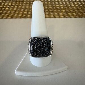 John Hardy Classic Chain Signet Ring w Black Sapphire Sz 11